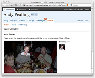 Selecting a profile picture to use.